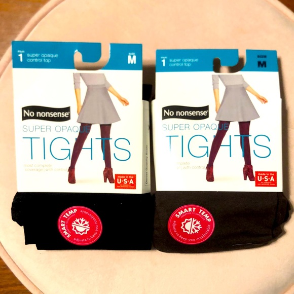 no nonsense Accessories 2 Pack Black And Brown Opaque Tights Medium